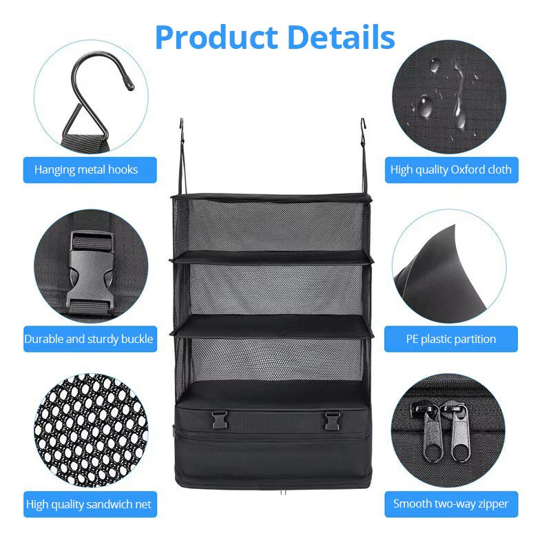 1 Set Housewares Luggage Travel Organizer Travel Essentials Hanging Packing Cubes Hanging Shelves Laundry Storage Compartment