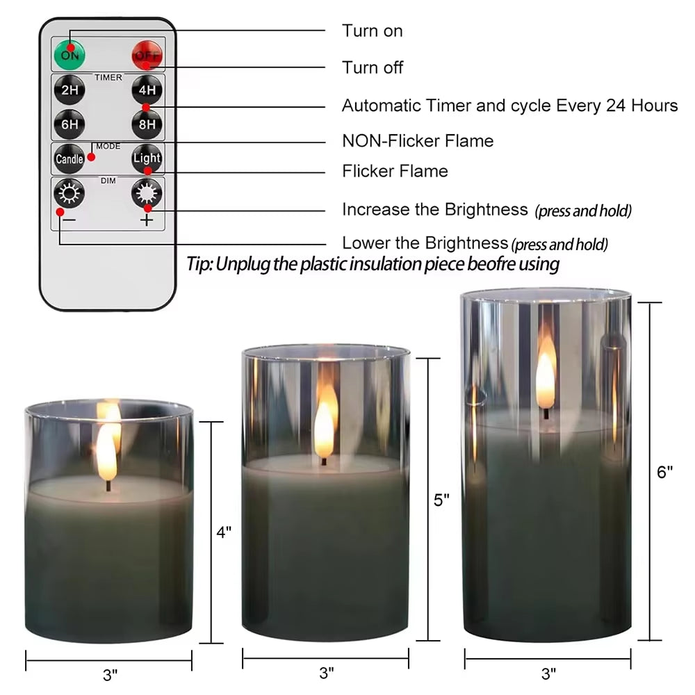 LED Lights for Home Electronic Candle LED Candle Decoration LED Glass Candle Full Set Remote Control Timer for Christmas Wedding