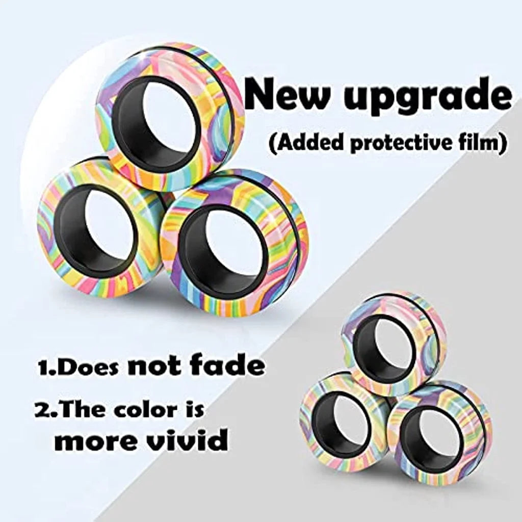 Magnetic Rings Fidget Toy Set Adult Fidget Magnets Spinner Rings Fidget Pack Great Gift for Adults Teens Kids (3PCS)
